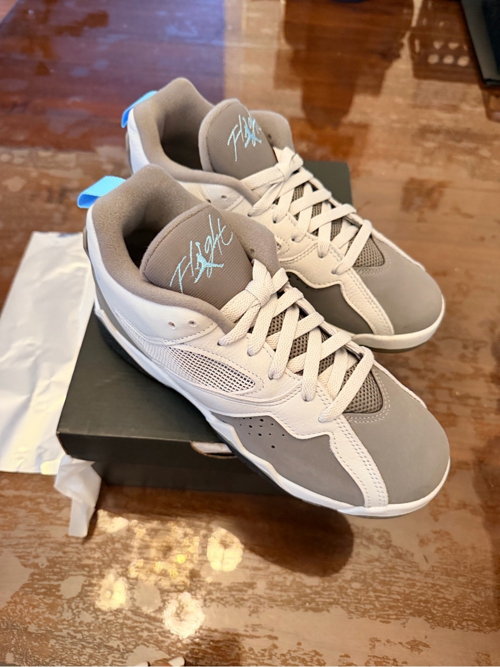Jordan Men's Low-Top Sneakers in Gray, White and Light Blue